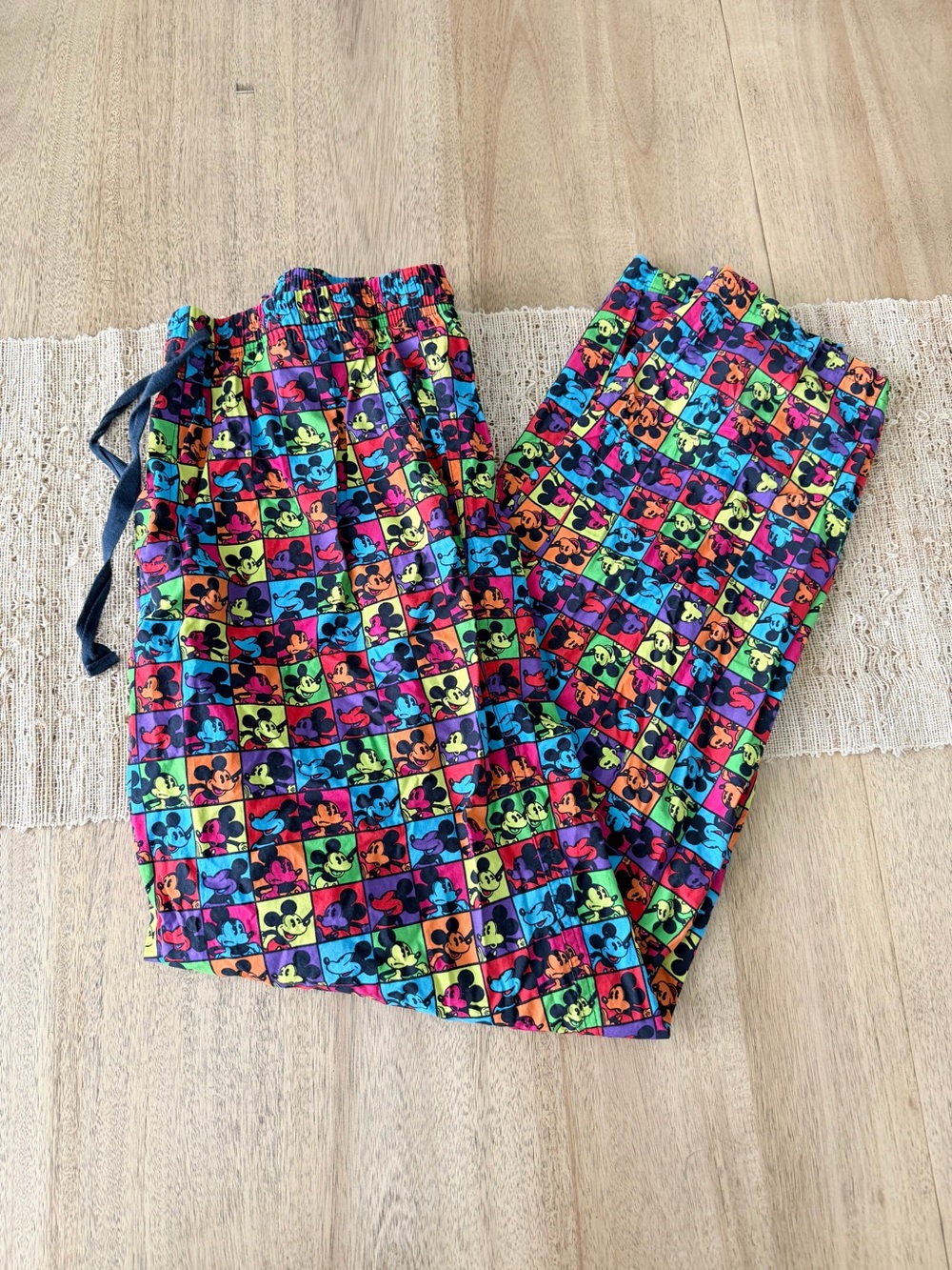 Disney Parks Authentic Mickey Mouse Elastic Waist Colorful Pajama Pants Size L